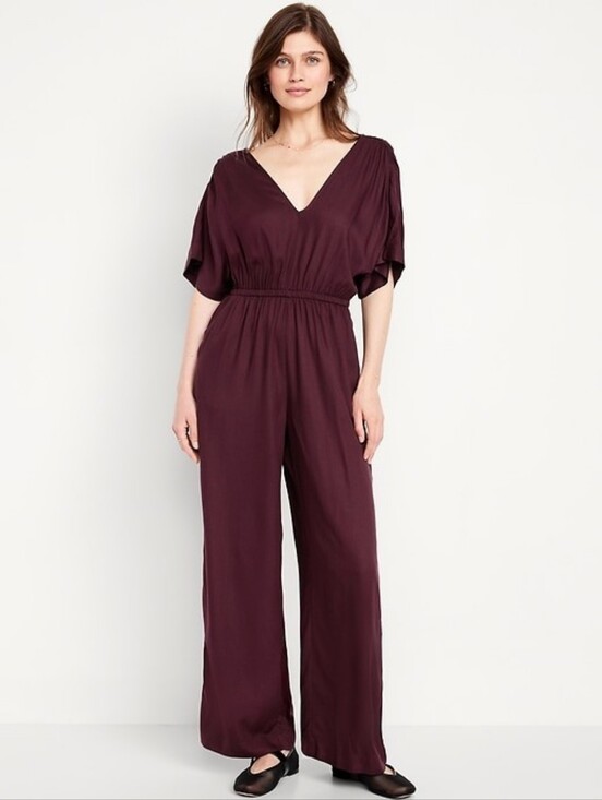 Old Navy Pants - NWT! Old Navy Wine V-Neck Wide-Leg Jumpsuit